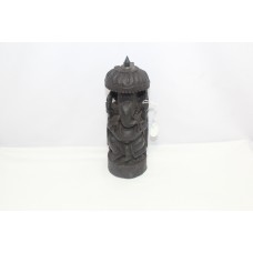 Wood Wooden Statue Ganesha Figurine Engrave Hindu God Ganesh Painted Figure E357